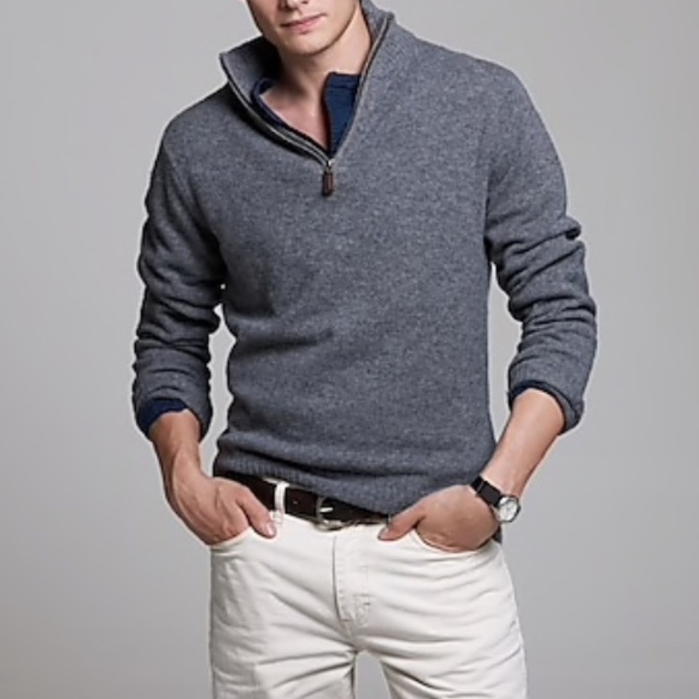 J.Crew Men's 100% Lambs Wool Half Zip Sweater